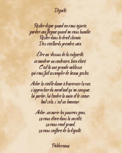 Le poème en image: Dignité.