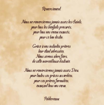 Le poème en image: Remerciement.