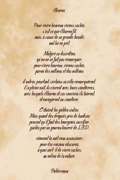 Le poème en image: Sharon.