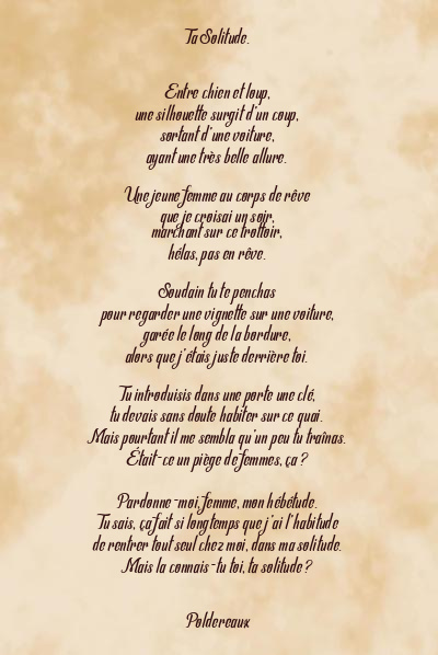 Le poème en image: Ta Solitude.