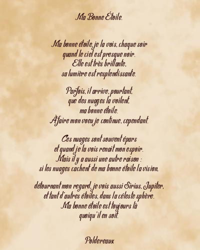 Le poème en image: Ma Bonne Étoile.