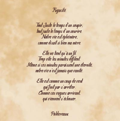 Le poème en image: Fugacité.