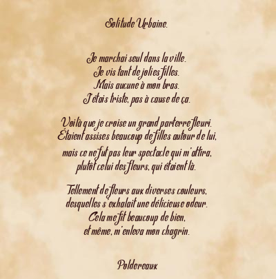 Le poème en image: Solitude Urbaine.