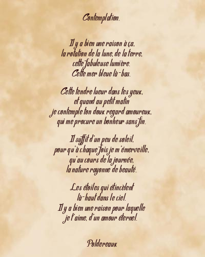 Le poème en image: Contemplation.