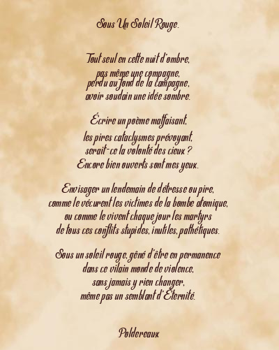 Le poème en image: Sous Un Soleil Rouge.