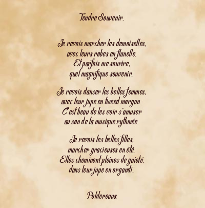 Le poème en image: Tendre Souvenir.