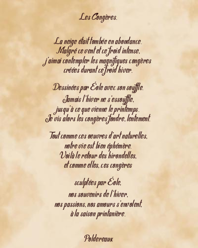 Le poème en image: Les Congères.