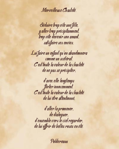 Le poème en image: Merveilleuse Chasteté.