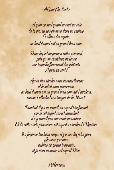 Le poème en image: À Quoi Ça Sert ?