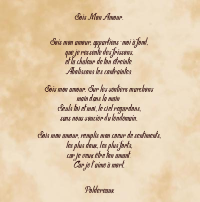 Le poème en image: Sois Mon Amour.