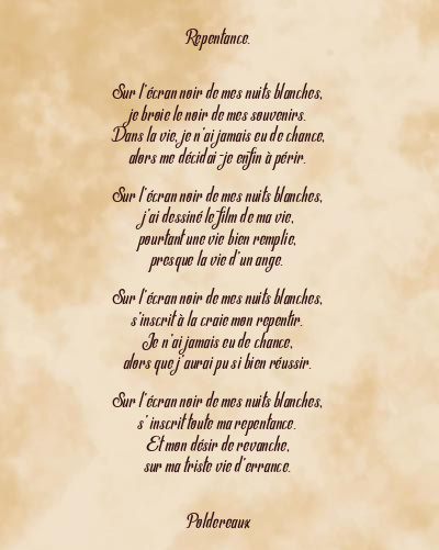 Le poème en image: Repentance.