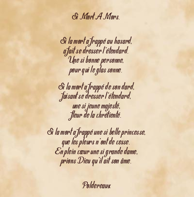 Le poème en image: Si Mort A Mors.