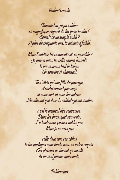 Le poème en image: Tendre Vanité.