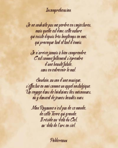 Le poème en image: Incompréhension.