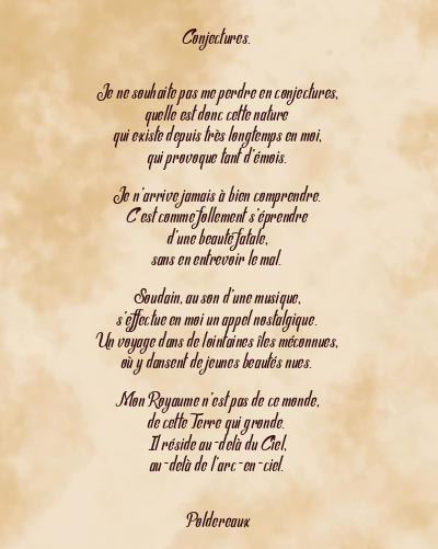 Le poème en image: Conjectures.