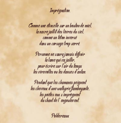 Le poème en image: Imprégnation.