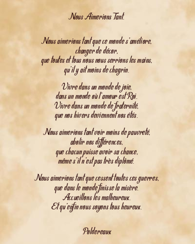 Le poème en image: Nous Aimerions Tant.