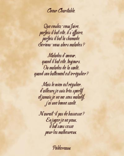 Le poème en image: Coeur Charitable.