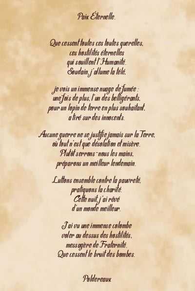 Le poème en image: Paix Éternelle.
