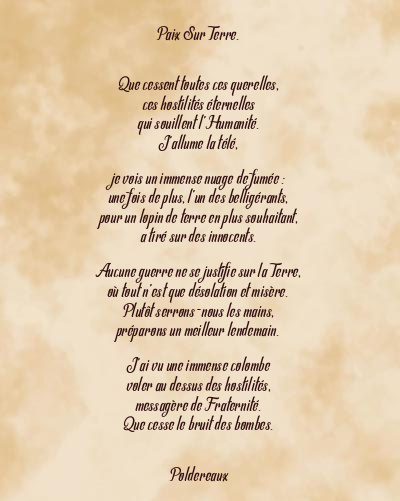 Le poème en image: Paix Sur Terre.