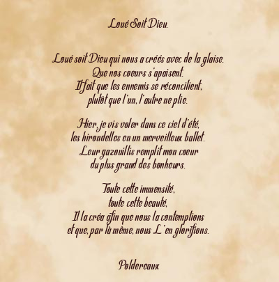 Le poème en image: Loué Soit Dieu.