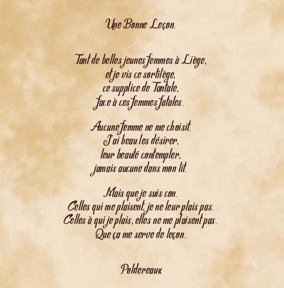 Le poème en image: Une Bonne Leçon.