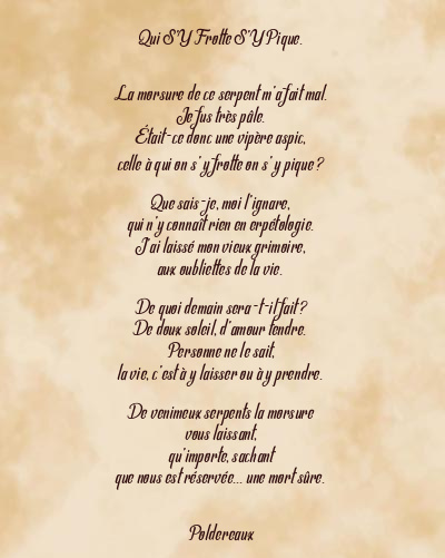 Le poème en image: Qui S’y Frotte S’y Pique.