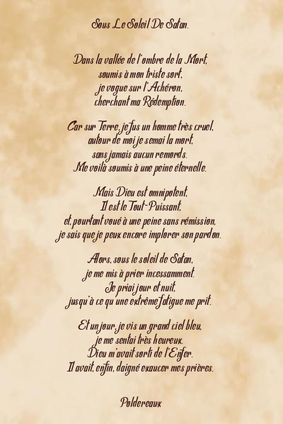 Le poème en image: Sous Le Soleil De Satan.