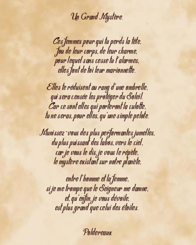 Le poème en image: Un Grand Mystère.