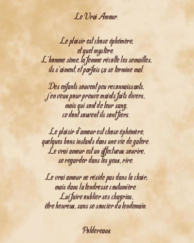 Le poème en image: Le Vrai Amour.