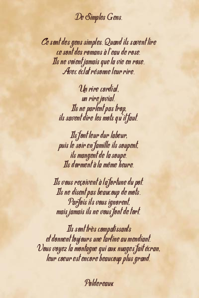 Le poème en image: De Simples Gens.