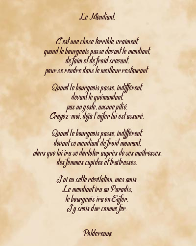 Le poème en image: Le Mendiant.