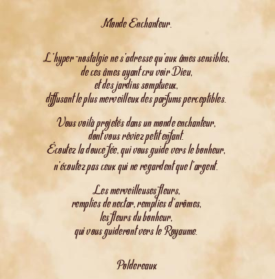 Le poème en image: Monde Enchanteur.