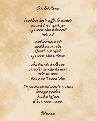 Le poème en image: Dieu Est Amour.