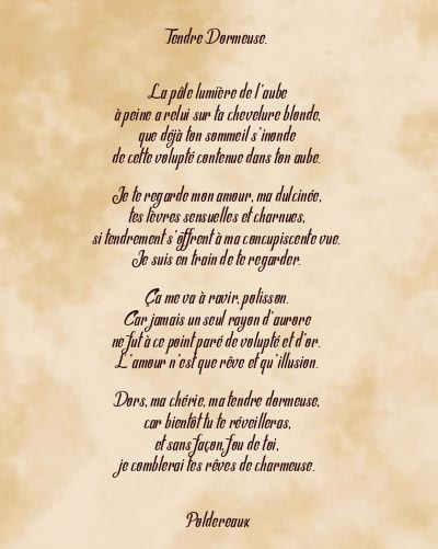 Le poème en image: Tendre Dormeuse.