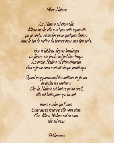 Le poème en image: Mère Nature.