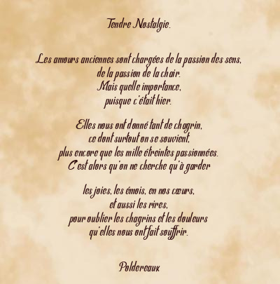 Le poème en image: Tendre Nostalgie.