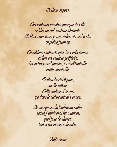 Le poème en image: Couleur Topaze.