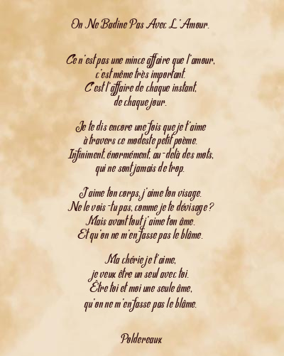 Le poème en image: On Ne Badine Pas Avec L’amour.