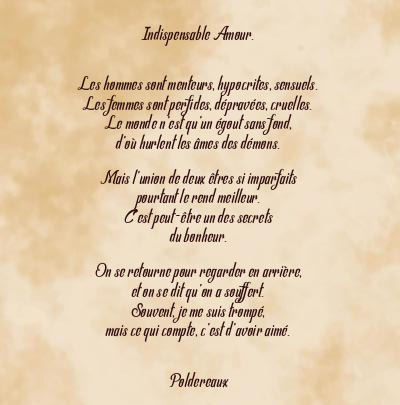 Le poème en image: Indispensable Amour.