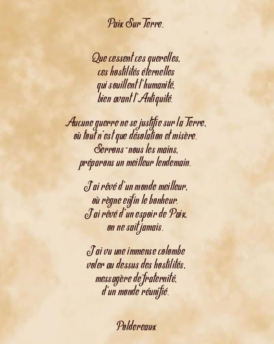 Le poème en image: Paix Sur Terre.