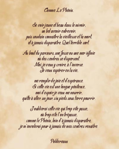 Le poème en image: Comme Le Phénix.