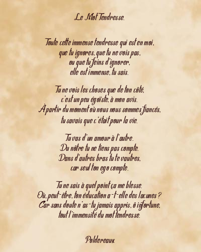 Le poème en image: Le Mot Tendresse.