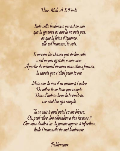 Le poème en image: Voir Midi À Ta Porte.