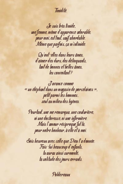 Le poème en image: Timidité.