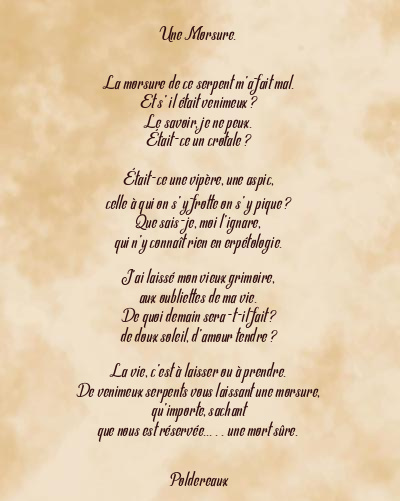 Le poème en image: Une Morsure.