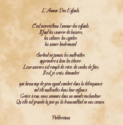 Le poème en image: L’amour Des Enfants.