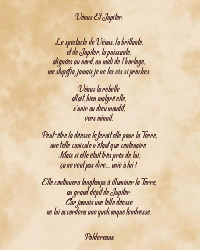 Le poème en image: Vénus Et Jupiter.