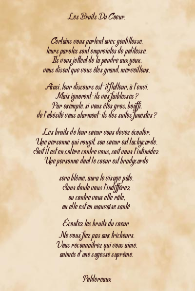 Le poème en image: Les Bruits Du Coeur.