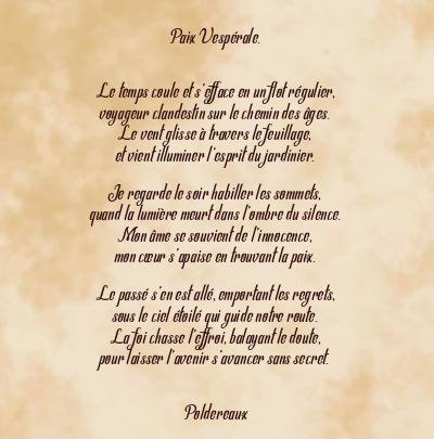 Le poème en image: Paix Vespérale.